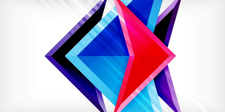 Arrows with 3d effect abstract background. Triangles on light grey backdrop Stock Illustration