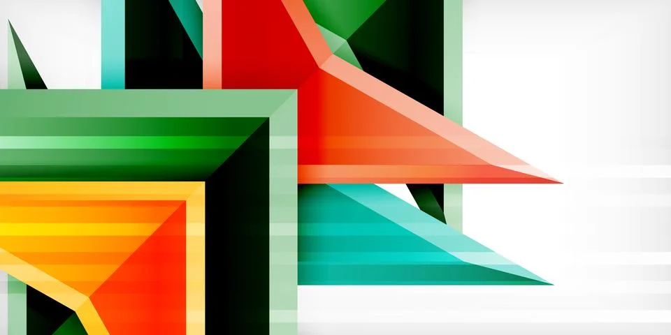 Arrows with 3d effect abstract background. Triangles on light grey backdrop Illustrazione stock