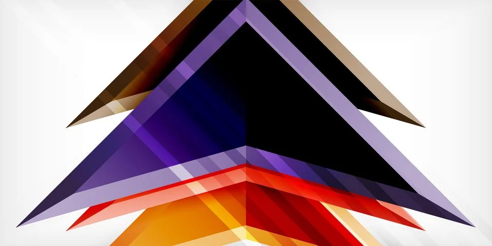 Arrows with 3d effect abstract background. Triangles on light grey backdrop Stock Illustration