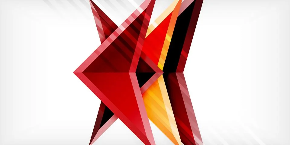 Arrows with 3d effect abstract background. Triangles on light grey backdrop Illustrazione stock