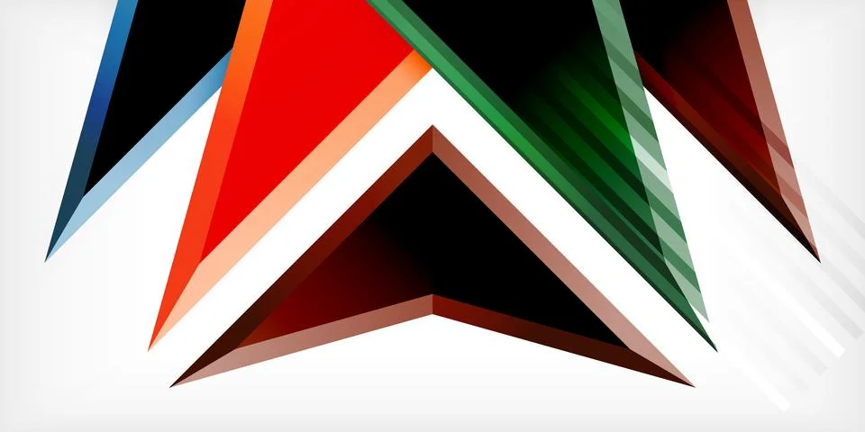 Arrows with 3d effect abstract background. Triangles on light grey backdrop Stock Illustration