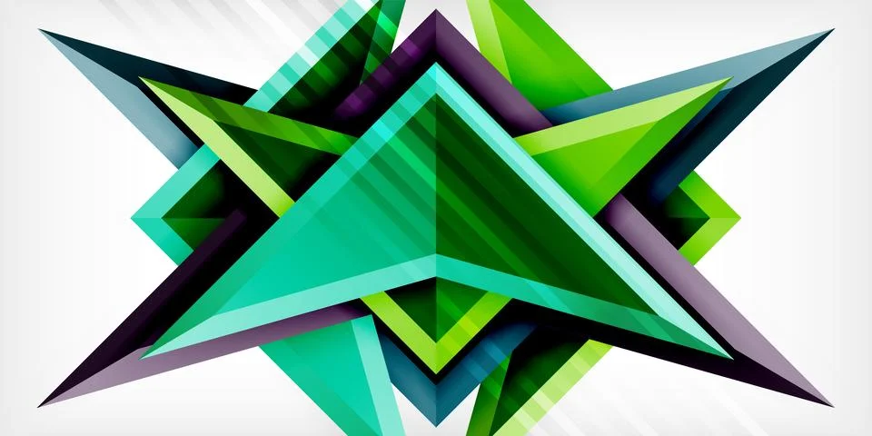 Arrows with 3d effect abstract background. Triangles on light grey backdrop Stock Illustration