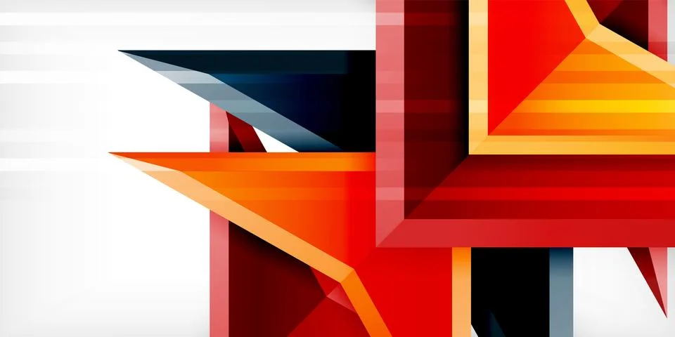 Arrows with 3d effect abstract background. Triangles on light grey backdrop Stock Illustration