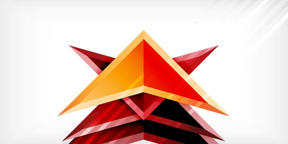 Arrows with 3d effect abstract background. Triangles on light grey backdrop Stock Illustration