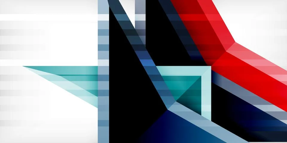 Arrows with 3d effect abstract background. Triangles on light grey backdrop Illustrazione stock