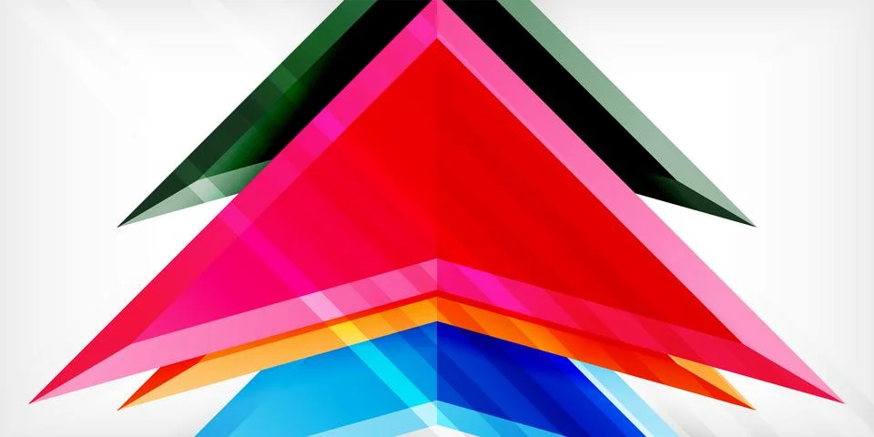 Arrows with 3d effect abstract background. Triangles on light grey backdrop Stockillustratie