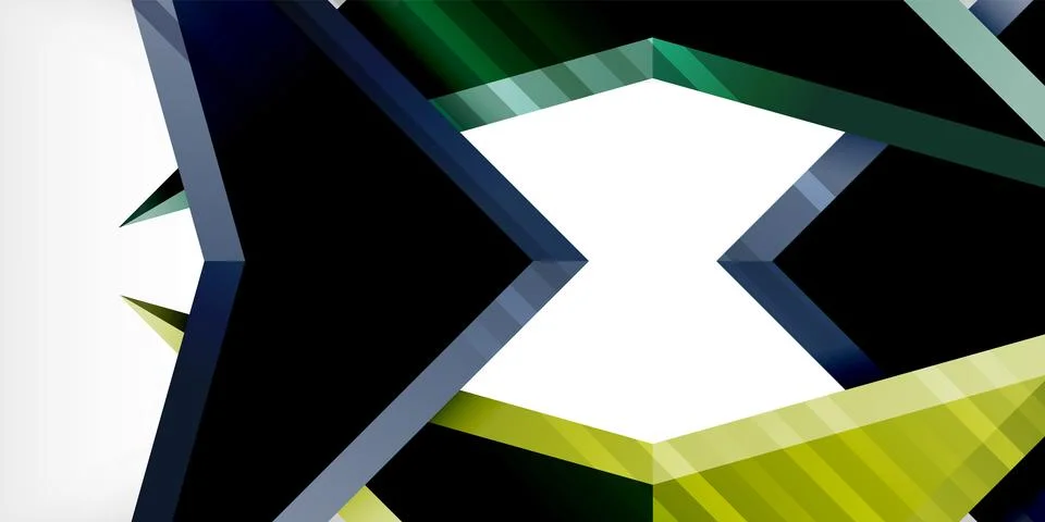 Arrows with 3d effect abstract background. Triangles on light grey backdrop Stockillustratie