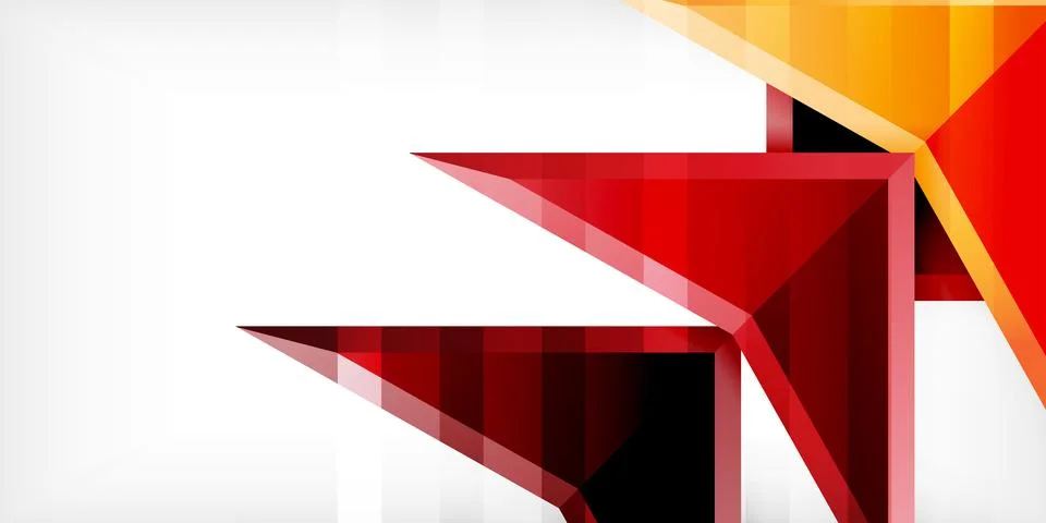 Arrows with 3d effect abstract background. Triangles on light grey backdrop Stockillustratie
