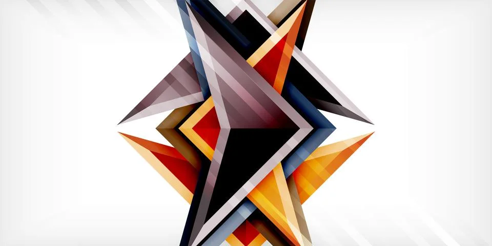 Arrows with 3d effect abstract background. Triangles on light grey backdrop Stock Illustration