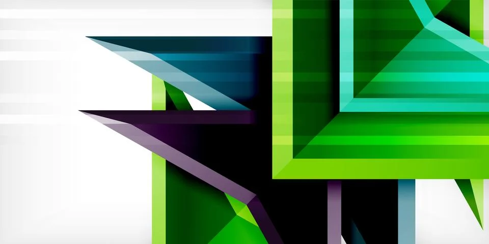 Arrows with 3d effect abstract background. Triangles on light grey backdrop Illustrazione stock