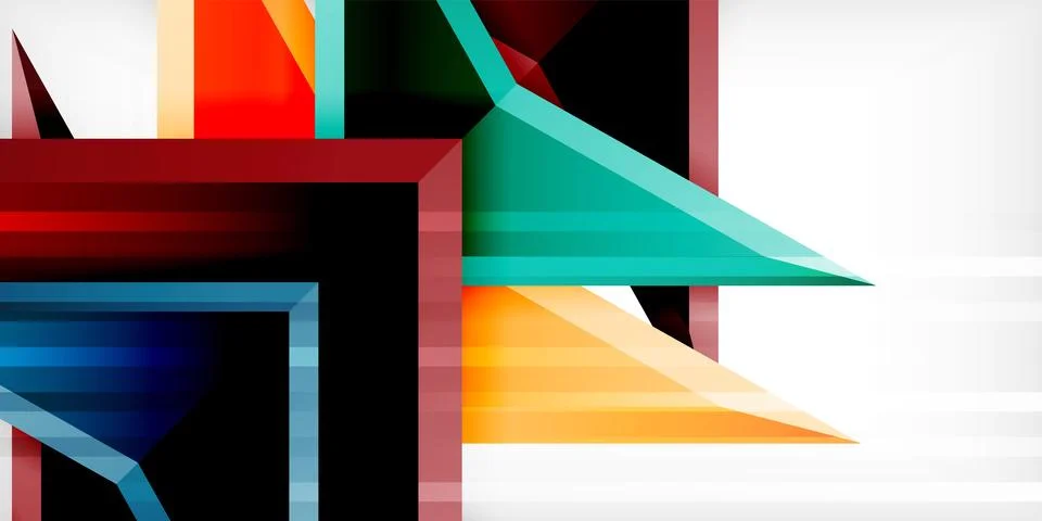Arrows with 3d effect abstract background. Triangles on light grey backdrop Illustrazione stock