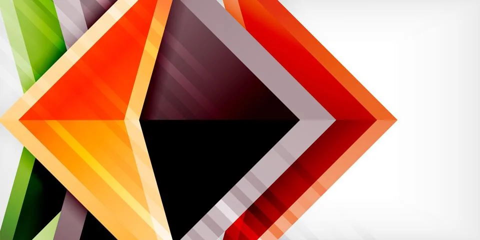 Arrows with 3d effect abstract background. Triangles on light grey backdrop Illustrazione stock