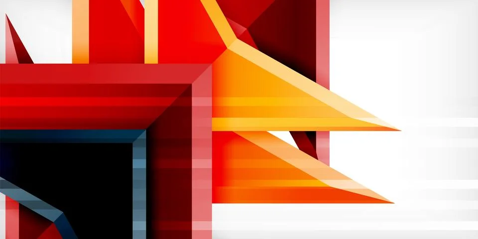 Arrows with 3d effect abstract background. Triangles on light grey backdrop Illustrazione stock