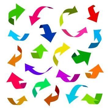 Arrows 3D Vector Set Colorful on White Background Stock Illustration