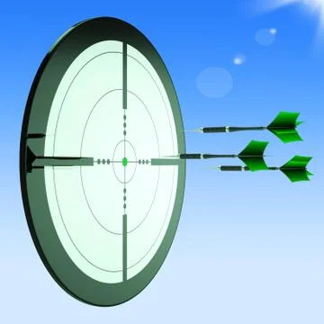 Arrows aiming target shows perfect performance Stock Illustration