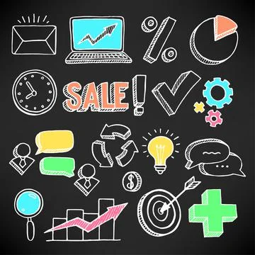 Arrows and bubbles on black background Stock Illustration