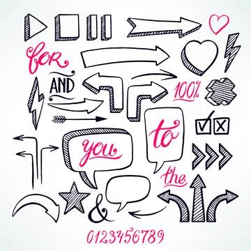 Arrows and bubbles on white background Ilustración de archivo