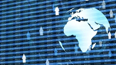 Up arrows and business chart animation with earth rotation Vídeo Stock 337233830