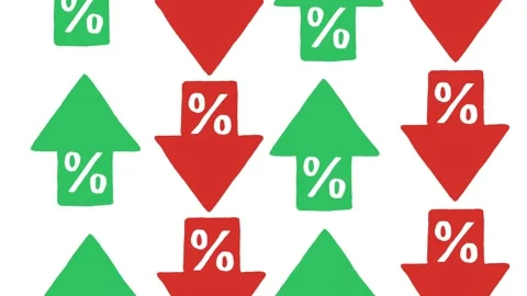 Arrows Up and Down Green and Red With Percentage Animation Stock Footage 201313036