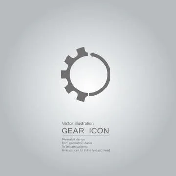 Arrows and gears. The background is a gray gradient. Stock Illustration