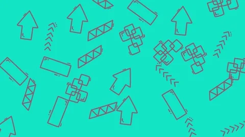 Arrows and Geometric Shapes on Teal Background Video. Stock Footage 320171098