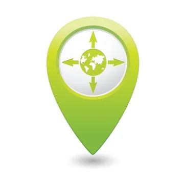 Arrows AND globe GREEN map pointer Illustrazione stock