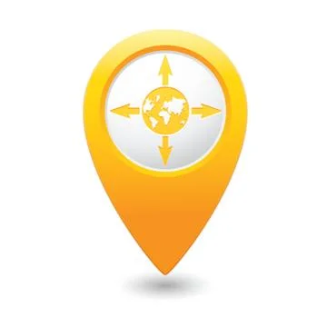 Arrows AND globe MAP pointer yellow Stock Illustration