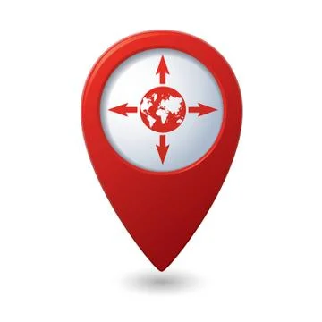 Arrows AND globe RED pointer Stock Illustration