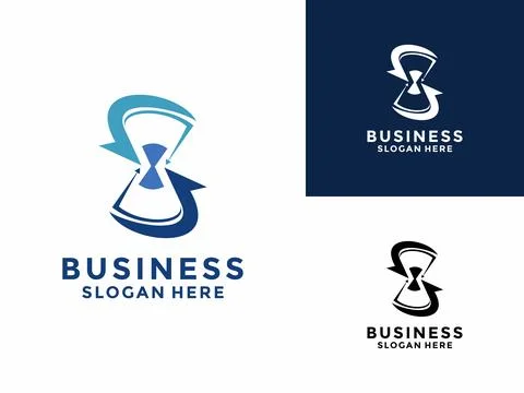 Arrows and hourglass logo vector. Business logo design template Stock Illustration