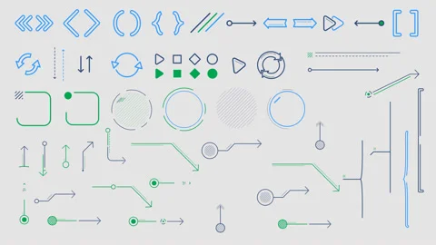 Arrows and infographic elements on alpha channel Stock Footage 111161369