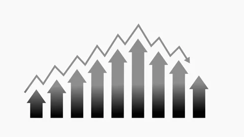 Arrows and Line Graph Indicating Growth and Decline Animation Stock Footage 315767812