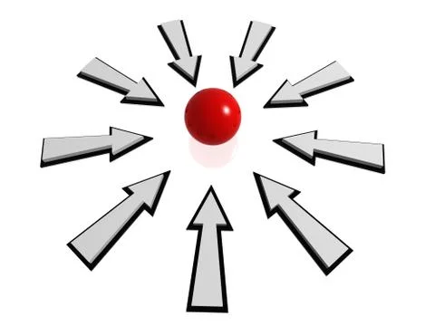 Arrows and red ball Stock Illustration