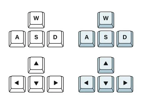 Arrows and wasd keys icon in flat style. Keyboard buttons vector illustrati.. Stock Illustration