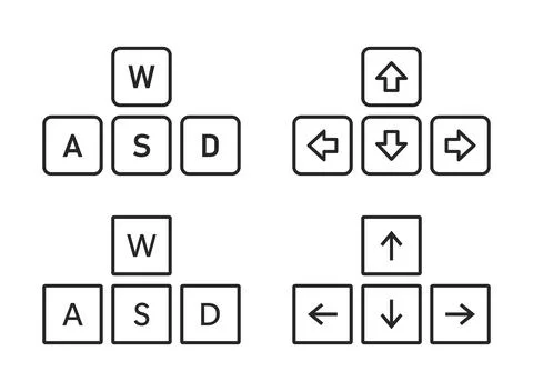 Arrows and wasd keys icon in flat style. Keyboard buttons vector illustrati.. Stock Illustration