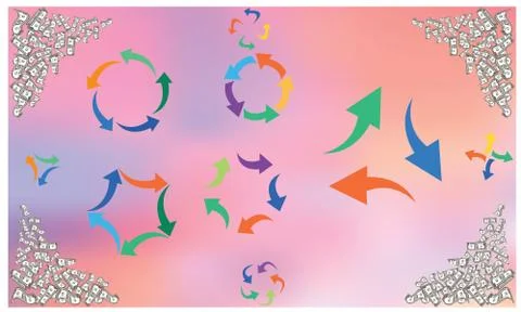 Arrows are on abstract background with circles Stock Illustration