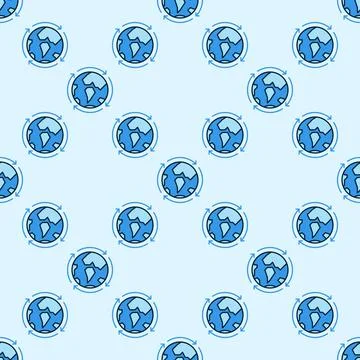 Arrows Around Earth Planet vector Multipolarity blue seamless pattern Illustrazione stock