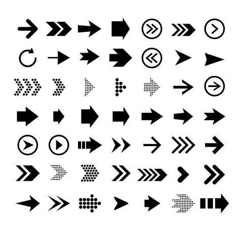 Arrows. Arrow direction signs. Set up pointer buttons. Vector collection Stock Illustration