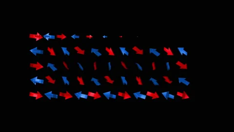 Arrows. Assembling in rows of canvas from multidirectional blue and red arrows Stock Footage 158899306