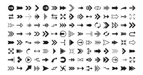 Arrows big black set icons. Arrow icon. Arrows for web design, mobile apps Stock Illustration
