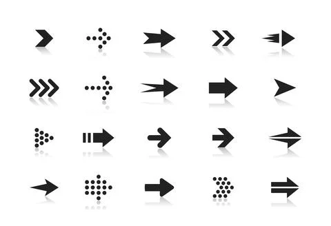 Arrows black and white vector icons set. Pointers in circle and rectangle 스톡 일러스트