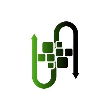 Arrows box rectangle logo, 3d arrow link business logo concept illustration,  Stock Illustration