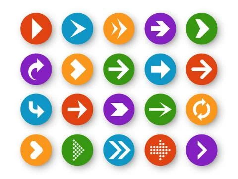 Arrows button. Arrow icon up next back down left website play navigation cursor Stock Illustration