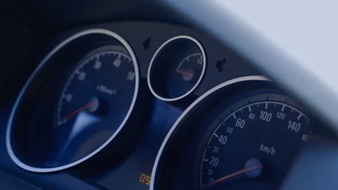 The arrows of the car dashboard at the moment the engine is turned on Stock Footage 138261135
