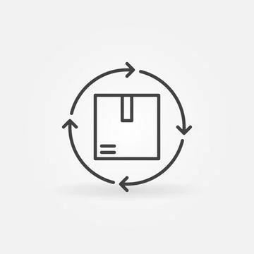 Arrows with Cardboard Box vector Inventory concept line icon Stock Illustration