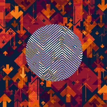 Arrows Chaotic Abstract Background with Circle Shape in Center. 스톡 일러스트