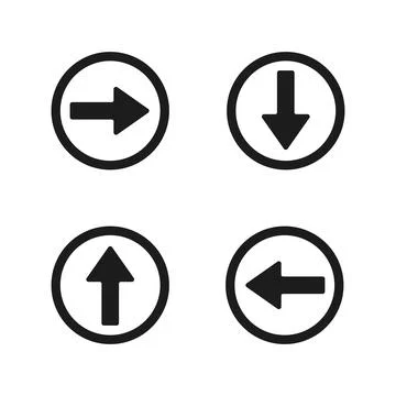 Arrows in a circle in four different directions up, left, right, down isolate Stock Illustration