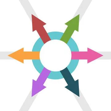 Arrows from circle outwards Stock Illustration