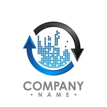 Arrows in circle - vector logo template concept illustration. Abstract geomet Stock Illustration