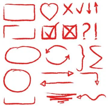 Arrows circles and abstract doodle writing design vector set Stock Illustration