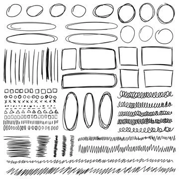 Arrows circles and abstract doodle icon in hand drawn style. Handmade paint.. Ilustración de archivo